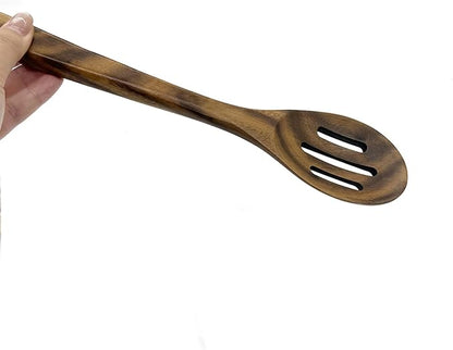 2-Piece 12 inch Large Wooden Spoon Set Slotted Spoon with Hole,Cooking Spoons Acacia Wood Kitchen Spatula for Mixing Spoons Stirring Serving Spoon ﻿ (WS-2)