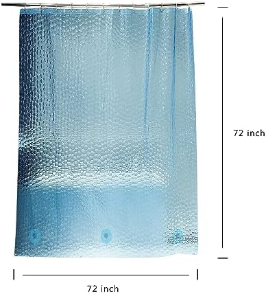 Blue Shower Curtain Liner, 100% Waterproof EVA 3D Shower Curtains with 3 Duty Heavy Bottom Magnets and 12 Rust Proof Grommets, 72x72 Weighted Shower Liner for Shower Stall, Bathtubs