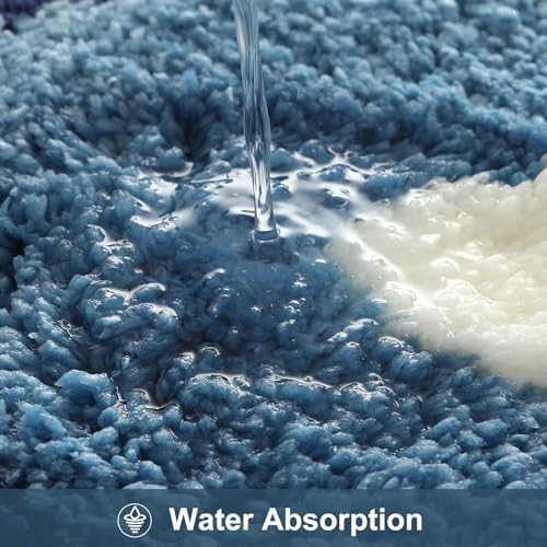 HAOCOO Bathroom Rugs 18x25 inch, Extra Soft Non Slip Blue Irregular Shape Bath Rugs, Microfiber Absorbent Washable Small Rug Bath Mats for Bathroom Floor Door Mat Tub Shower