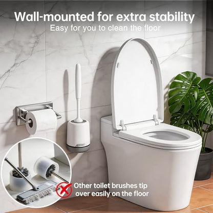 Lefree 2 Pack Silicone Toilet Brush Set with Ventilated Holder, Floor Standing & Wall Mounted Toilet Scrubber