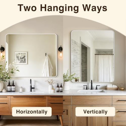Vanity Bathroom Mirror, 36”x30” Silver Bathroom Mirror for Over Sink