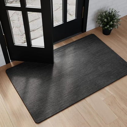 Mecko Bath Mat 20"x32",Ultra Thin Bathroom Rug fit Under Door Black