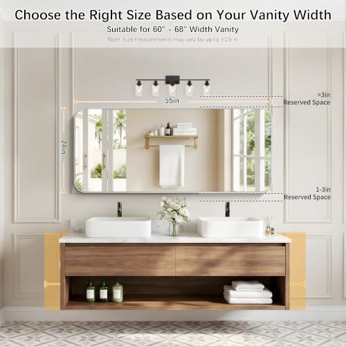 DESBING 55"x24" Bathroom Mirror for Over Sink, Silver Framed Wall Mirror