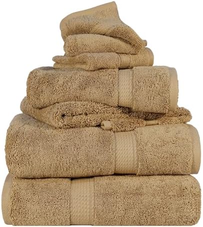 SUPERIOR Egyptian Cotton Ultra Plush & Absorbent, 6 Piece Set, Toast