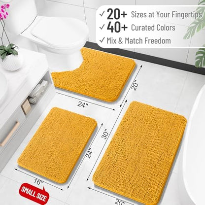 OLANLY Toilet Rugs U-Shaped 24x24, Soft Absorbent Chenille Contour Rugs