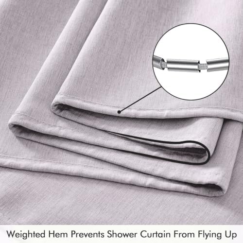 ANRODUO Lavender Linen Textured Fabric Shower Curtain Set - W72xL72