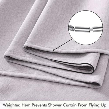 ANRODUO Lavender Linen Textured Fabric Shower Curtain Set - W72xL84