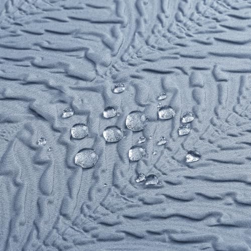 Gibelle 72x84 Extra Long Shower Curtain, Ombre Fog Blue 3D Embossed Half Bath Curtain