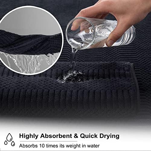 8 Pcs Black Oversized Bath Towel Set-2 Extra Large Bath Sheets,2 Hand Towels,4 Washcloths Soft Bathroom Towels Highly Absorbent Quick Dry Beach Chair Towels Woven Towels for Hotel and Spa