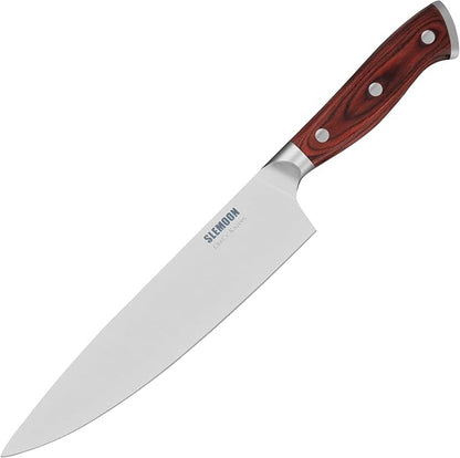 8 Inch Forged Chef Knife, 15° High Carbon Stainless Steel Sharp Kitchen Knife with Ergonomic Pakkawood Handle, Rust Resistant, Gift Box for Home & Restaurant
