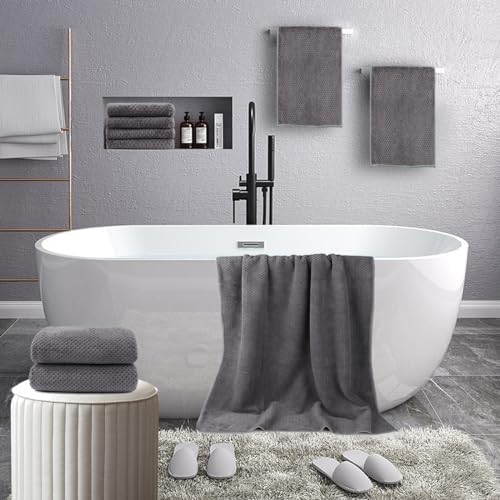 HOMEXCEL 8PK Bath Towel Set, Soft Absorbent, 2 Bath, 2 Hand, 4 Wash, Grey