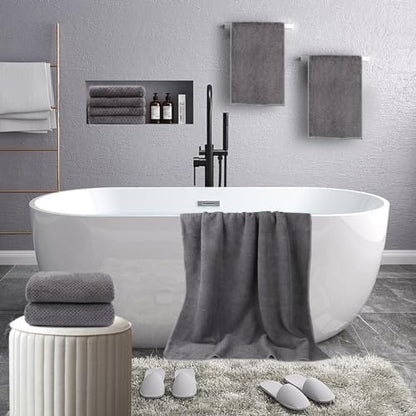 HOMEXCEL 8PK Bath Towel Set, Soft Absorbent, 2 Bath, 2 Hand, 4 Wash, Grey