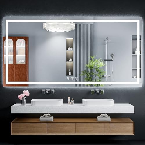 72"x36" LED Bathroom Mirror with Lights, Backlit+Frontlit, Anti-Fog