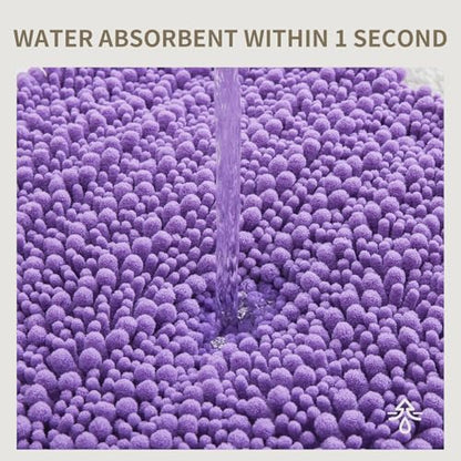 Bathroom Rugs Non Slip Washable 70x24, Extra Thick Soft Chenille Absorbent Bath Mat, High Density Barrier Non Slip Backing, Quick Dry Plush Shaggy Floor Carpet for Tub&Shower, Purple