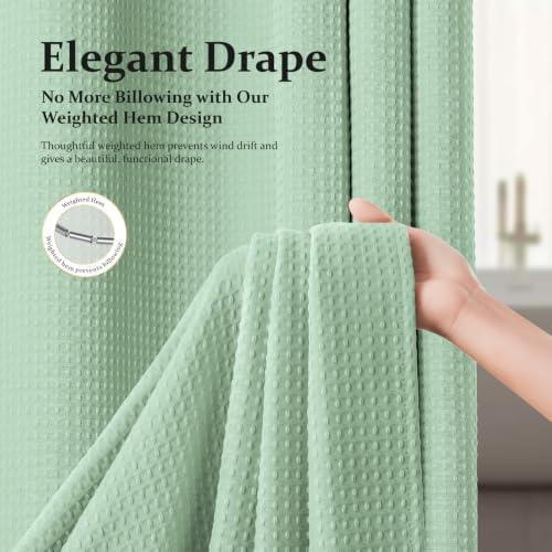 Dynamene Waffle Shower Curtain 256 GSM Heavy Duty Fabric 72" x72 Mint Green
