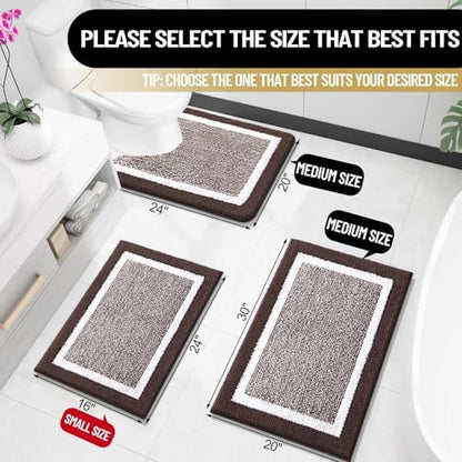 OLANLY Bathroom Rugs 36x24, Soft Absorbent Microfiber Bath Rugs, Brown
