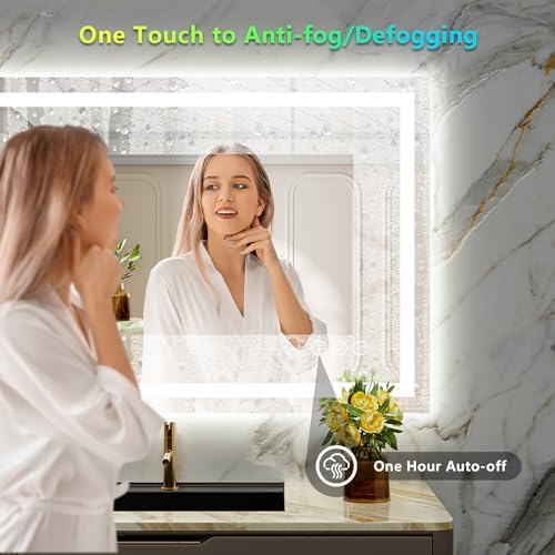 40x30 LED Bathroom Mirror with Lights, RGB Backlit Lighted Mirror