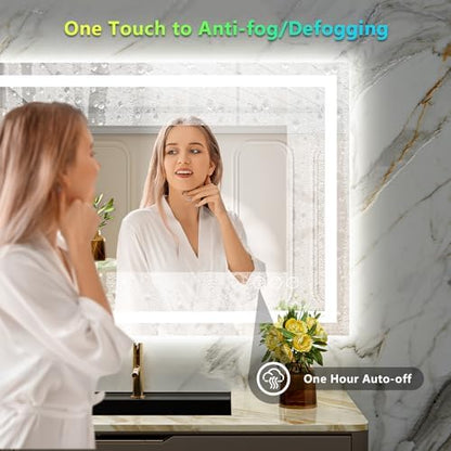 40x30 LED Bathroom Mirror with Lights, RGB Backlit Lighted Mirror