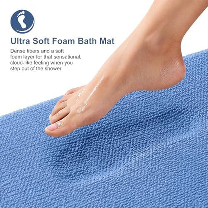 OLANLY Memory Foam Bathroom Toilet Rugs U-Shaped 24x20, Cornflower Blue
