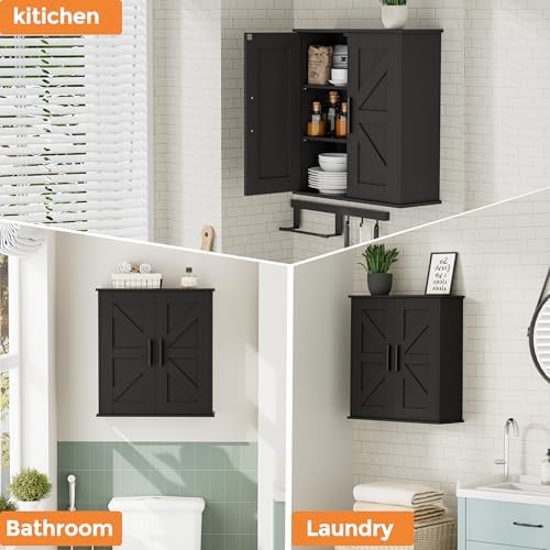 Homleke Bathroom Wall Cabinet, Medicine Cabinet with Adjustable Shelves