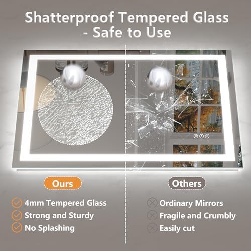 48x30 Inch LED Lighted Bathroom Vanity Mirror for Wall