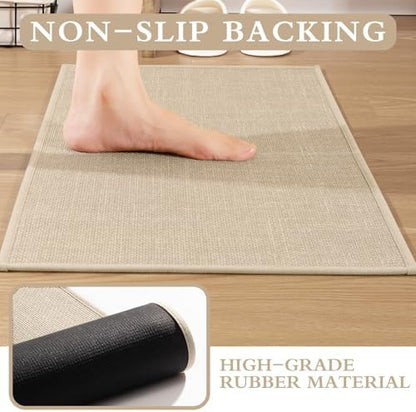 YIHOUSE Bathroom Rugs Thin Bath Mat Sets 2 Pieces Quick Dry,Beige