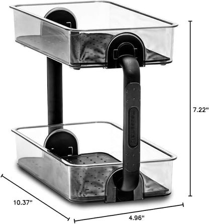 madesmart Tiered Spice Organizer, 8 Jars for Kitchen Essentials, Maximizes Vertical Storage for Salt, Pepper, Cayenne, Soft-Grip Lining, Dual Handles, Carbon