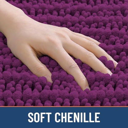 Smiry Bathroom Rugs 30X20, Extra Soft Rubber Backing Chenille Bath Mats