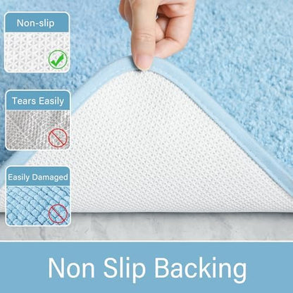 LOCHAS Bathroom Rug Runner 24x60 Inch, Bath Rugs Non Slip, Light Blue