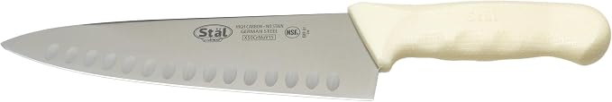 Winco 8" Commercial-Grade Chef's Knife with Hollow Handle, White