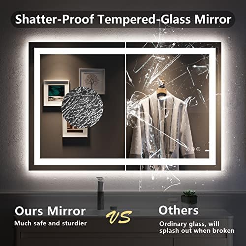 48x32 LED Bathroom Mirror with Lights, Lighted Vanity Mirror