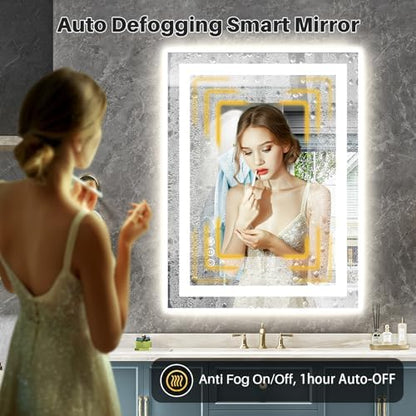 Briivue 24x36 Inch LED Bathroom Mirror with Lights, Backlit & Front Lit