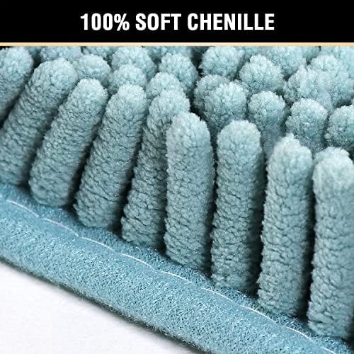 H.VERSAILTEX Bath Rugs for Bathroom Slip-Resistant Shag Chenille Bath Rugs Mat Extra Soft and Absorbent Bath Rug for Shower Room Machine-Washable Fast Dry (Aqua Haze, 20" x 32"/17" x 24")