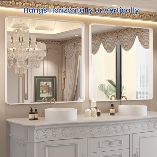 WEER White Bathroom Vanity Mirror 36x36 Inch