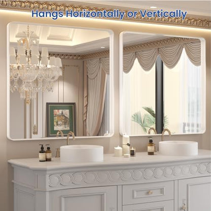 WEER White Bathroom Vanity Mirror 36x36 Inch