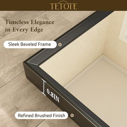 TETOTE Black Framed Mirror for Bathroom Vanity 40" x 36" Matte Black Rectangle Beveled Frame Wall Mirror for Over Sink, Tempered Glass, Modern Farmhouse Bedroom, Entryway, Living Room