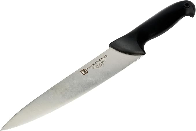 Restaurantware Sensei 10 Inch Chef Knife 1 With Colored Coded Pins Kitchen Knife - High-Carbon Stain-Resistant Black German Steel Meat Knife Ergonomic Handle