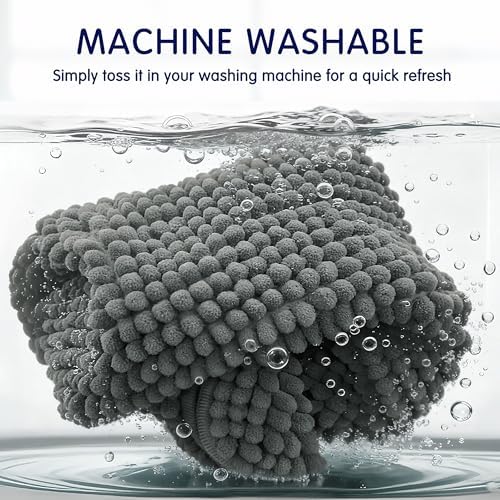SUBRTEX Bathroom Rugs, 20" x 32" Chenille Bath Rug Soft Short Plush Bath Mat Soft Shower Mat Water Absorbent Shower Mat Quick Dry Machine Washable, Gray