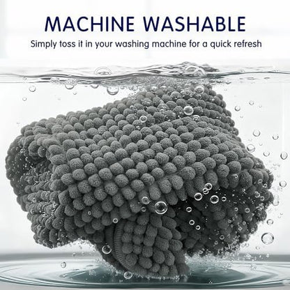 SUBRTEX Bathroom Rugs, 20" x 32" Chenille Bath Rug Soft Short Plush Bath Mat Soft Shower Mat Water Absorbent Shower Mat Quick Dry Machine Washable, Gray