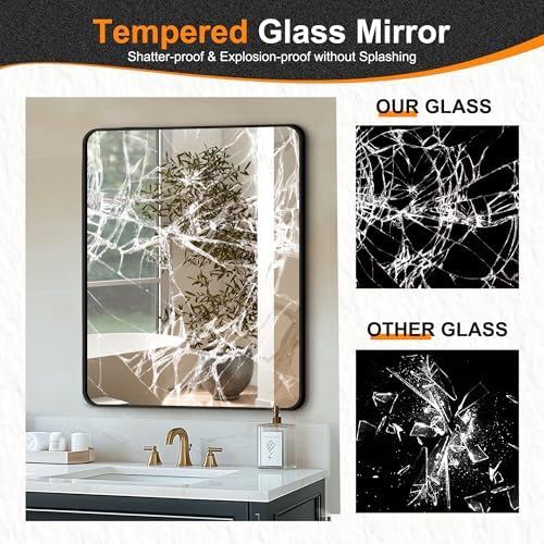 Delma Bathroom Vanity Mirror, Black Framed Mirror for Over Sink, 30x24