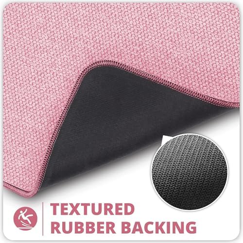 Bosap Toilet Rugs U Shaped Bathroom Rug,Machine Washable Non Slip Quick Dry Super Absorbent Ultra Thin Toilet Mats for Bathroom Toilet.Pink,1'8"x2'(20x24inch)