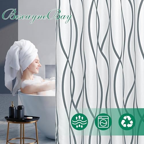 Fabric Modern Shower Curtain-Dark Grey & White Shower Curtains for Bathroom