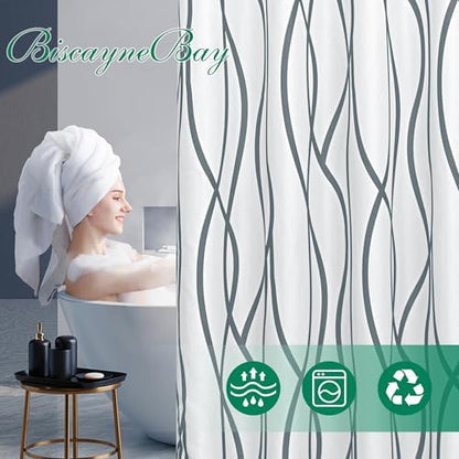 Fabric Modern Shower Curtain-Dark Grey & White Shower Curtains for Bathroom