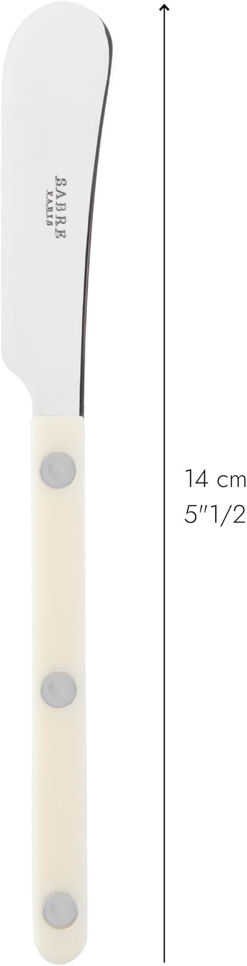 Sabre Paris - Set of 2 Spreader Knives 5.5 inches - Bistrot Collection - Perfect for Butter, Tapenades, Spreads - Stainless Steel & Nylon - Dishwasher Safe - Ivory - Brilliant Finish