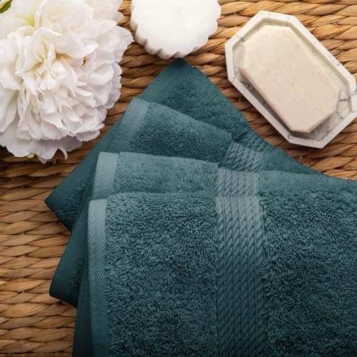 Superior Egyptian Cotton Plush & Absorbent, Hand Towel Set of 4, Teal