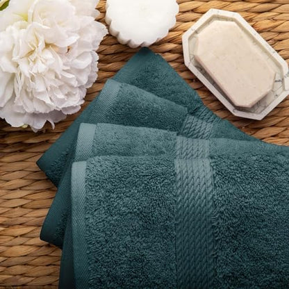 Superior Egyptian Cotton Plush & Absorbent, Hand Towel Set of 4, Teal