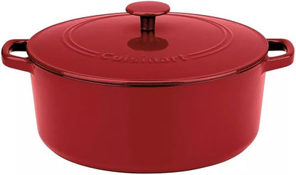 Cuisinart Chef's Classic Enameled Cast Iron Dutch Oven with Lid, Porcelain Enameled Interior, Oven Safe, Induction Compatible, 7-Quart, Round, Venice Red