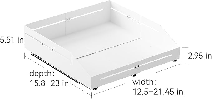 Pull out Cabinet Organizer Raised Side Walls for Safer Storage - Zero-Drill Installation, 4-Way Expansion, Modern Design for Kitchen & Pantry Depth (15.8"-23") & Width (12.5"-21.45")