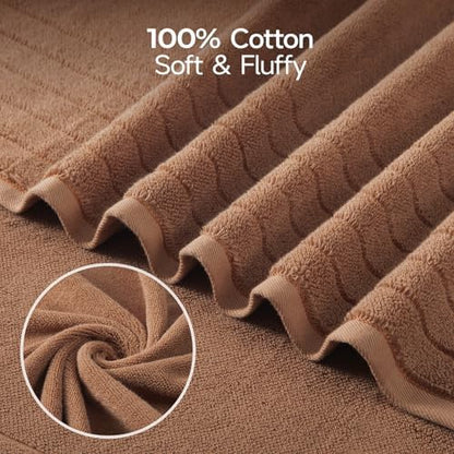 REDKISS 2 Pack Extra Large 35x70 Inch Cotton Bath Towels, Brown