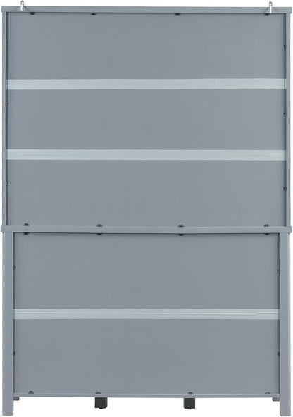 74.8''H High Freestanding Kitchen Pantry, Wooden Kitchen Organizers Cupboard Storage Cabinet with Door Shelves, Adjustable Shelves, Pull-out Trays and Drawers for Dining Room Living Room (Gray-2.12)